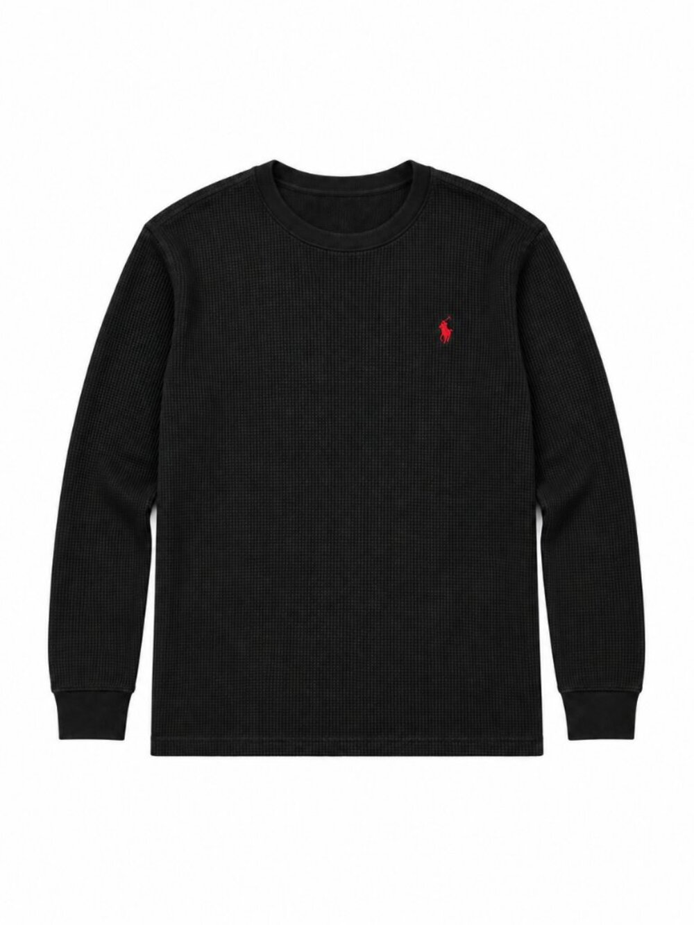 Polo Ralph Lauren Black Waffle Knit Long Sleeve Shirt 2XL